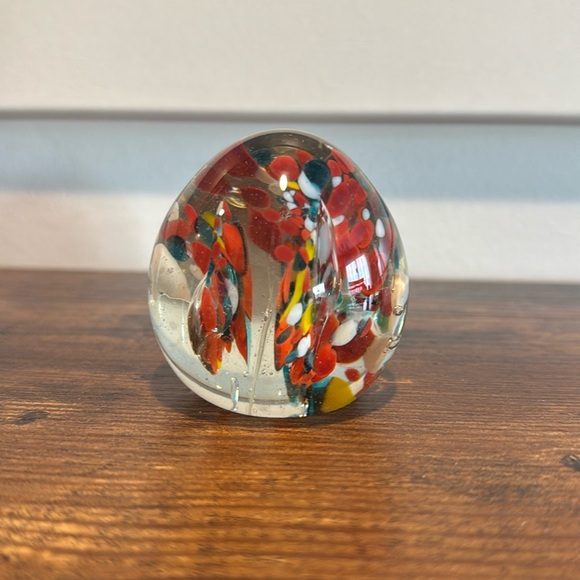 Vintage Other - Vintage Egg Glass Paperweight Blow Glass Art Retro Red Gift